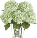 Coferset 4Pcs Light Green Hydrangea Artificial Flowers Lifelike Faux Hydrangea Real Touch Artificial Flowers for Outdoors Home Wedding Christmas Office Party Living Room Decoration,22inch
