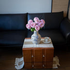 DUYONE Fake Flowers for Decoration Home Decor Artificial Flowers Austin Rose Peony Latex Fake Flower Living Room Decoration Vivid Pink Roses Peonies (Light Purple 4pcs)