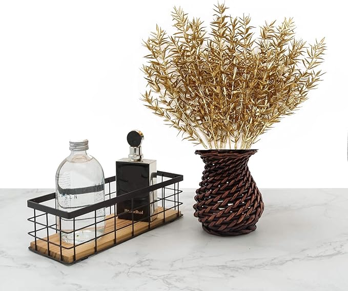 Artificial Plants for Christmas Decor, PASYOU Plastic Grass Fake Shrubs Simulation Sharp Leaves Indoor Outdoor Home Garden Planter Filler Party Hotel Verandah Wedding Faux DIY Decoration - Gold 4 Pack