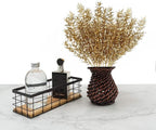 PASYOU Fake Plants Christmas Decorations, Artificial Flowers Golden Plastic Shrubs Faux Leaves Outdoor Indoor Home Garden Party Room Bedroom Office Wedding Table Centerpiece DIY Decor, Gold 6 Bunches