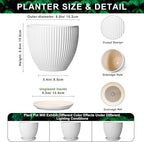 Ceramic Pots for Plants, 6 Inch Plant Pot with Drainage Hole and Saucer, Round Ceramic Flower Pots for Indoor Plants, Modern Small Succulent Planter, Room Home Decor, Plant Lover Gifts, White