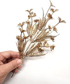 PASYOU Gold Fake Flowers Artificial Shrubs for Christmas Decor, Plastic Plants Faux Leaves Stems Grass Foliage Home Wreath Ornaments Party Hotel Wedding Event Gift DIY Tree Decoration Golden 10 Pack
