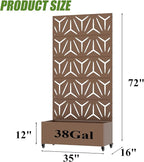 Casaphoria Metal Raised Garden Bed with Trellis and Wheels, 72"x35"x16" Planter Box for Climbing Plants, Vegetables & Vines, Features Drainage Holes and Privacy Screen, Brown-Star