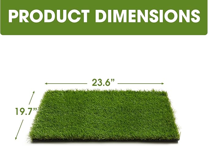 Artificial Grass Turf Grass for Dogs & Outdoor Use, Realistic Fake Lawn Grass for Patio, Garden, Balcony, Durable Turf for Indoor Outdoor Mats (23.6 x 19.7 in)