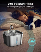 Cat Water Fountain Stainless Steel with 4 Filters & 4 Sponges, 74oz/2.2L Cat Fountain with Quiet Pump, Automatic Pet Water Dispenser, Ideal for Multi-pet Homes, Fresh & Clean Water for Cats and Dogs