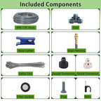 49FT 1/4" Quick-Connect Drip Irrigation System Kit, Automatic Garden Watering System with 15 Pcs Adjustable Spray Nozzles for Garden, Greenhouse, Yard, Lawn