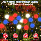 4th of July Decorations Outdoor, 8 Pack Red White and Blue Solar Garden Lights 48 LED, 2 Modes Solar Firefly Lights Outdoor Waterproof for Independence Day Garden Yard 250 Anniversary USA Decoration