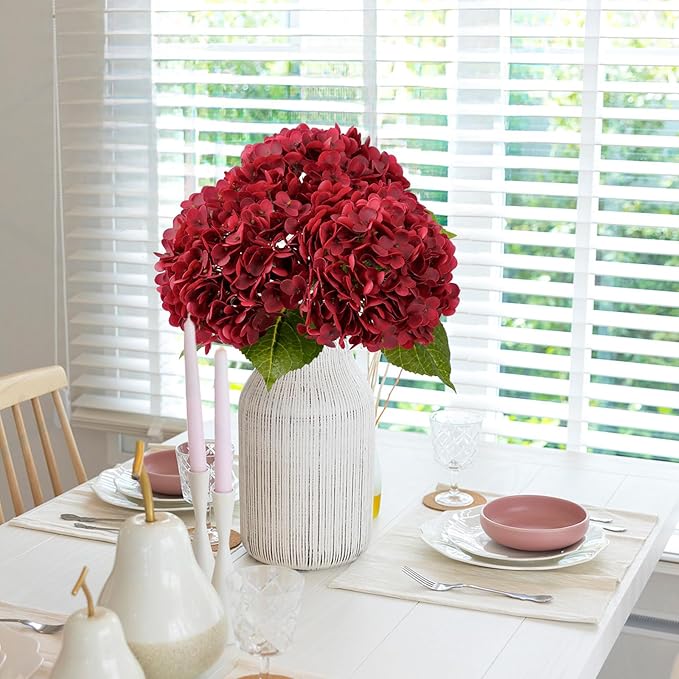 Leftover 3 Pcs Fall Hydrangea Artificial Flowers,21" Real Touch Faux Hydrangea Flowers and 3 PCS Butterflies Fall Hydrangea Stems,Fall Floral Arrangement Centerpiece Table,Wedding,Home Decor