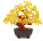 Colorsheng 7 Inch Quartz Crystal Money Tree Bonsai Feng Shui Gem Decoration for Wealth and Luck (Yellow)
