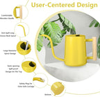 Watering Can Indoor Plants, 35oz Small Stainless Steel Metal Watering Can Modern Decorative Watering Pot with Long Spout for Indoor House Plant Bonsai Garden Flowers (Yellow)