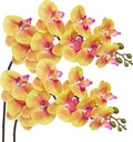 DILATATA Artificial Orchid Flowers 9 Large Heads of Real Touch Vivid Phalaenopsis Orchid Flower Stem 36'' Tall, Artificial Flowers Branches for Home Decor, Office House Decor-Yellow Orchids Flowers