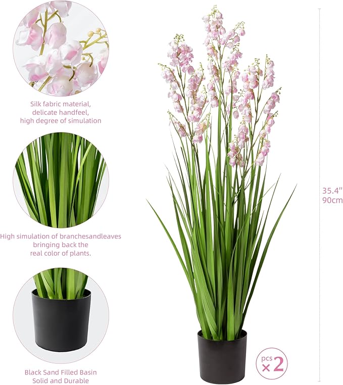 Fake Plants Home Decor Fake Flowers Artificial Plants Outdoor Tall Grass Plant Artificial Pampas Grass Decor Artificial Plants Indoor Fake Grass Living Room Decor Artificial Grass 36" 2PCS（Pink）