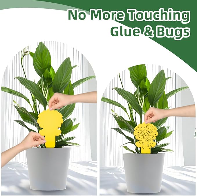 58 Pack Flying Insect Traps for Plants – Yellow Sticky Traps for Gnat, Fly & Flying Bug, Indoor Outdoor Flying Bug Catcher for Pots, Garden & Kitchen, Kid & Pet Safe, Non-Toxic (58 Pcs Ice Cream)