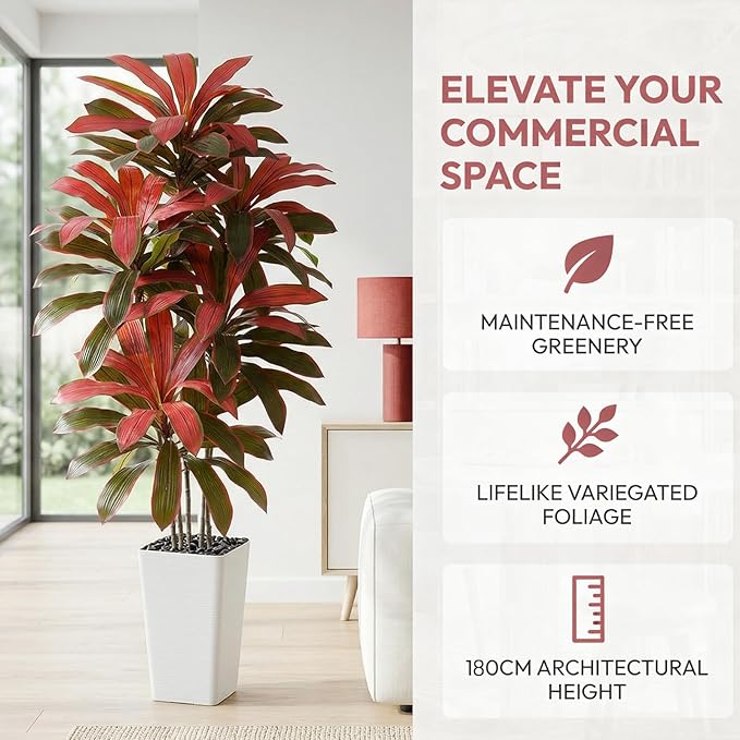 Artificial Dracaena Tree：5FT Faux Silk Tropical Yucca Floor Trees Realistic Fake Green Plant with Natural Wood Trunk & Lifelike Leaves for Home Office Decor Indoor & Outdoor (5FT,1-Pack,White)