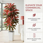 Artificial Dracaena Tree：6FT Faux Silk Tropical Yucca Floor Trees Realistic Fake Green Plant with Natural Wood Trunk & Lifelike Leaves for Home Office Decor Indoor & Outdoor (6FT,1-Pack,White)