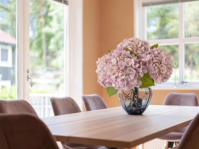 ZYTUYO 4PCS 20'' Real Touch Hydrangea Artificial Flowers Light Pink Champagne Faux Hydrangeas for Spring Porch Home Wedding Floral Arrangements Outdoor Party Baby Shower Table Centerpiece Xmas Decor