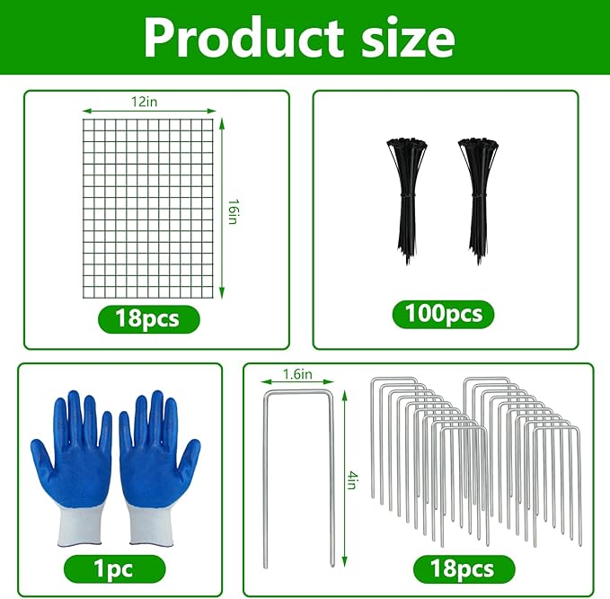 6 Pack Plant Protectors from Animals, 12''x16'' Metal Plant Cages for Outdoor Plants, Garden Plant Protector with Stakes & Zip Ties, Keep Rabbits Squirrels Out, Plant Cage for Flowers Vegetables