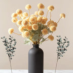 Yellow Flowers Artificial 10 Long Stems Kiku Flower With Eucalyptus, Spring Flowers Decor, Mustard Yellow Decor, Flores Amarillas Artificiales Para Decoracion, Faux Easter Spring Summer Floral Stems