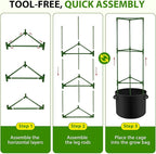 Suntee 3 Pack Tomato Cage with 20 Gallon Grow Bags, 48 Inch Tomato Cages for Garden Patio Balcony, Adjustable Height Tomatoes Plant Support for Climbing Vegetables Plants Flowers