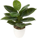 Briful 18'' Tall Artificial Plants Fake Fiddle Leaf Fig Houseplant Realistic Faux Indoor Plant in White Pot for Home Table Decor