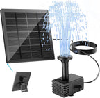 Jutai Solar Fountain Kit with Holder Glass Panel - No Battery, DIY Mini Solar Water Pump Works in Shadow with Sucker for Bird Bath, Hummingbird, Water Feature, Outdoor, 9.84ft Power Cord, 8 Nozzles