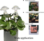 HyJeryty 3 Pack Non-Clogging Iridescent Mushroom Plant Watering Globes with Terracotta Spikes, Hand Blown Glass Self Watering Planter Insert Plant Watering Devices Bulbs for Indoor and Outdoor Plants