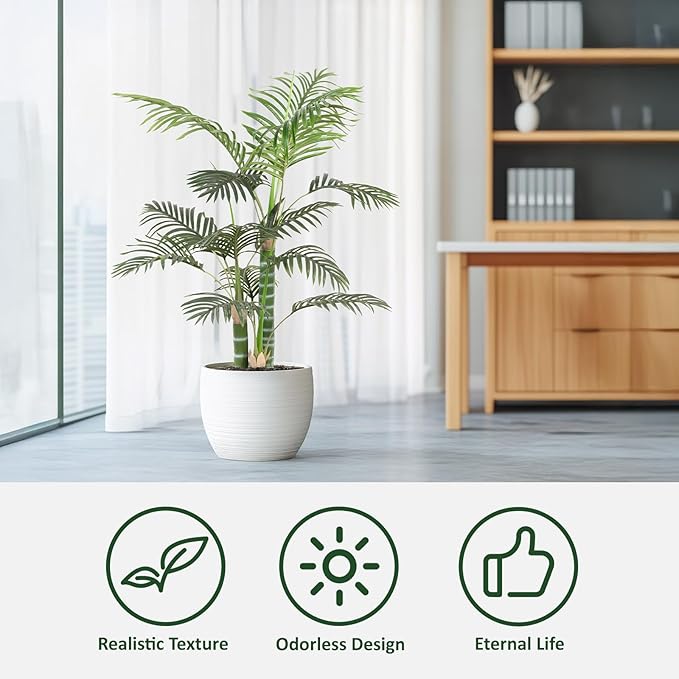 Artificial Palm Tree, Tall Tropical Palm Tree Faux Palm Plant for Indoor Outdoor Office House Living Room Home Decor