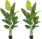 Lifelike Bird of Paradise Artificial Plant,6ft Faux Banana Leaf Tree with 13 Trunks - Perfect Indoor Silk Floor Plant for Home Decor in Living Room, Office, and Bedroom(Set of 2)