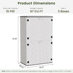 UDPATIO 67 Cu.Ft Resin Outdoor Storage Shed, Patio Plastic Vertical Sheds with Floor, Waterproof Bin Shed Horizontal Storage Cabinet for Patio, Backyards, Garden, Pool, Tool Shed