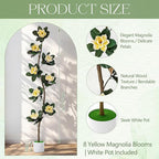Jexine 6 ft Artificial Rubber Tree with 8 Magnolia Flowers in Pot Extra Tall Faux Magnolia Tree Fake Plant Indoor Floor Plant for Indoor Living Room Office Home Decor