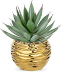 Briful Artificial Succulent Plant in Gold Pot, 8.3” Tall Faux Agave Plants, Realistic Aloe Fake Plant Indoor for Home Office, Farmhouse Shelf, Desk, Living Room, Bathroom