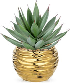 Briful Artificial Succulent Plant in Gold Pot, 8.3” Tall Faux Agave Plants, Realistic Aloe Fake Plant Indoor for Home Office, Farmhouse Shelf, Desk, Living Room, Bathroom