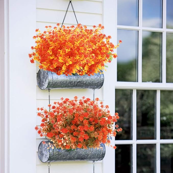 6 Bundles Artificial Fall Flowers No Fade Faux Autumn Plants, Fake Indoor Outdoor Greenery for Thanksgiving Christmas Wedding Party Home Garden Fireplace Décor (Multi)