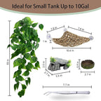 5-in-1 Leopard Gecko Tank Starter Kit, Hide Cave, Seagrass Hammock, Climbing Vine, Tweezers & Dish - 10-20 Gal | Fits Leopard/Crested Geckos, Harmit Crabs, Juvenile Tortoises (Tank Not Included)