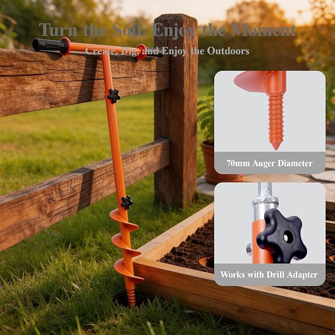 2026 Hand Auger Post Hole Digger Kit – 25.5×40in Manual Auger Post Hole Digger with 3.95" & 5.9" Auger, Fence Post Digger, Garden Hole Digger Tool for Bulbs, Trees, Plants, Umbrella, Fence Posts