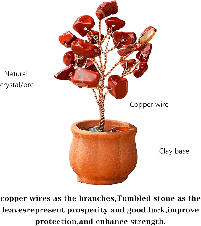 Runyangshi 12pcs Crystal Tree Set Tree of Life Natural Crystal Stones with Bonsai Base Gemstone Trees Fengshui Good Luck Positive Energy Home Decor