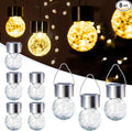 GIGALUMI Solar Lights Outdoor Waterproof, 8 Pack Solar Hanging Lights Garden Decor, Gifts for Women, Solar Outdoor Lantern Waterproof Cracked Glass for Yard, Fence, Tree(Warm White)