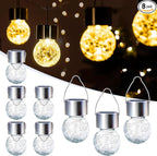 GIGALUMI Solar Lights Outdoor Waterproof, 8 Pack Solar Hanging Lights Garden Decor, Gifts for Women, Solar Outdoor Lantern Waterproof Cracked Glass for Yard, Fence, Tree(Warm White)