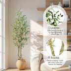 HZXGCP 6ft Artificial Olive Tree Indoor, Fake Olive Tree with White Pot, Faux Olive Tree with Dense Leaves & Realistic Fruits, Tall Artificial Plant for Home Living Room Office Entryway Decor