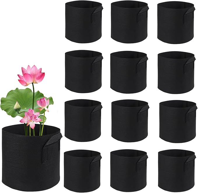 12Pcs Lily Plant Pots for Pond, Aquatic Pond Planter for Pond Durable Breathe Reusable Fabric Plant Bags for Aquatic Plants, Potato, Carrot, Onion, Flower (1 Gallon)