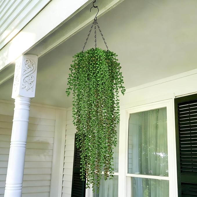 Waipfaru 8Pcs Artificial Hanging Plants, Fake Vines Fake Hanging Plants for Outdoors UV Resistant Ivy Artificial Plants Outdoor Faux Plants Indoor Bedroom Living Room Boho Wall Porch Shelf Decor