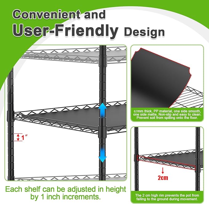 Abimars 4-Tier Greenhouse with Wheels, Height-Adjustable Shelves Metal Plant Shelf with PVC Cover for Seed Starting Trays, Seedling Pots, Plant Pots, 13x29x73inch
