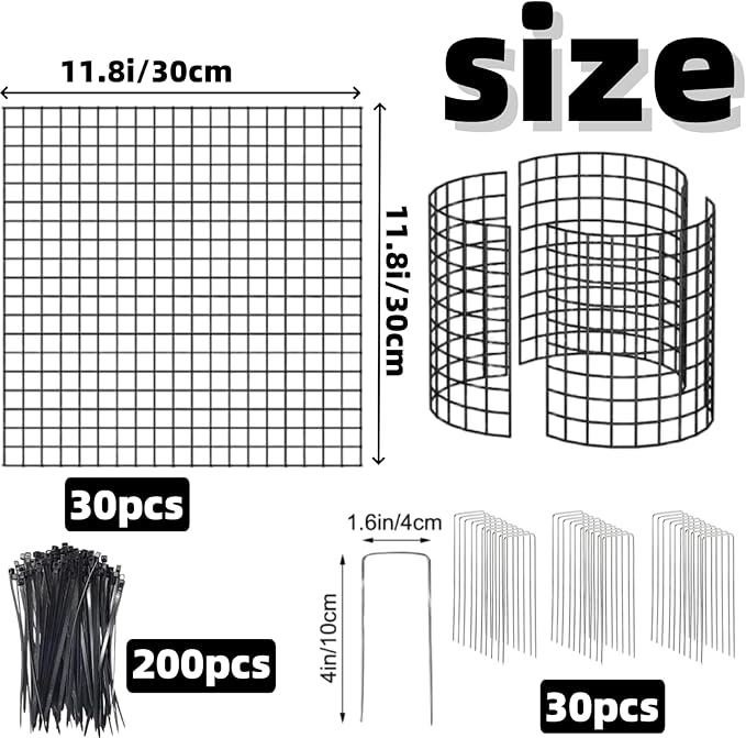 30Pcs Plant Protectors from Animals, 12x12 inch Metal Wire Mesh Plants Cages for Garden, Protection Vegetables Flowers Shrubs, Keep Rabbits, Chickens, Ducks and Other Animals Out