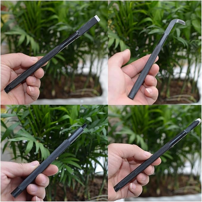 9 Piece Professional Bonsai Tool Kit, Manganese Steel Carving Pruning Set with Handles Includes Brushed Knife, Shears, Gardening Tools for Bonsai Shaping