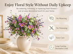 20" Artificial Flowers Bouquet for Vase Indoor, 6 stem Faux Silk Daisies Lavender Silver Dollar Eucalyptus Leaves Wildflower Floral Arrangement Home Decor for Living Room Dining Table Entryway