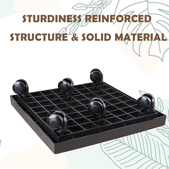 19.7 Inch Square Rolling Plant Caddy Saucer with Wheels, Heavy Duty Wheeled Planter Stand for Potted Plant, Coaster Roller Base Tray with Casters, Flower Pot Dolly Holder for Indoor Outdoor
