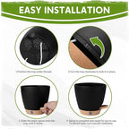 5 Pack 6 Inch Self Watering Planters for Indoor Plants, Automatic Watering Pots for Busy Plant Parents & Vacation, Decorative Modern Flower Pots with Drainage & Saucers (Black, 6 inch)