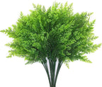CATTREE Artificial Fern Shrubs, Plastic Boston Leaves Bushes Green Grass Fake Plants for Indoor Outdoor Garden Verandah Kitchen Office Party Table Centerpieces Wedding Christmas Decoration - 4 Pack