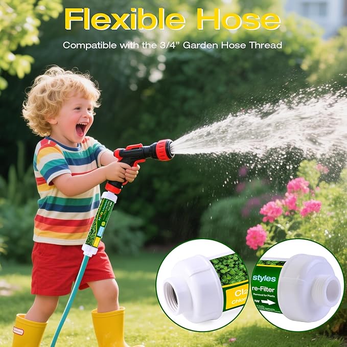 H&G lifestyles Garden Hose Filter for Plants,Inline Water Softener for Hose, Reduce Iron Manganese Calcium Magnesium,Chloramine & Chlorine Filter,with Standard 3/4"GHT, Up to 10,000 Gallons
