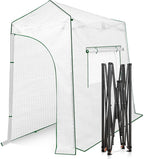 EAGLE PEAK 9x4 Portable Walk in Greenhouse, Pop Up Indoor Outdoor Greenhouse, Green House Kit with Zippered Roll-Up Doors and Windows, Lean-to Design, PE Cover, Clear/White